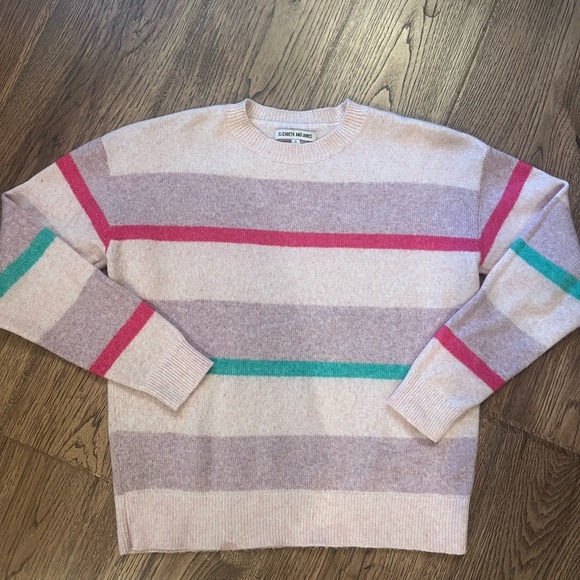 Elizabeth and James Bright Lights Soft Cozy Light Pink Stripe Sweater Size S EUC - Picture 2 of 4